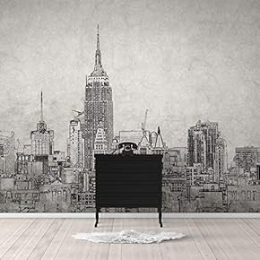 Wall Murals for Bedroom Sketch Architectures Abstract Removable Wallpaper Peel and Stick Wall Stickers - 66x96 inches