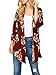 Women's Fall Sheer Floral Kimono Cardigan Capes Loose Cover Up Blouse Maroon L