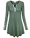 YaYa Bay Tunic T Shirt, Women's Vintage Henley Notch Neck Tunic XL Tunic Grass Green Tunics Longline Casual Loose Flowy Tunic Blouse Top with Cute Buttons