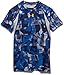 Under Armour Boys' HeatGear Armour Up Printed Fitted Short Sleeve Shirt, Ultra Blue (907)/Yuzu Orange, Youth Small