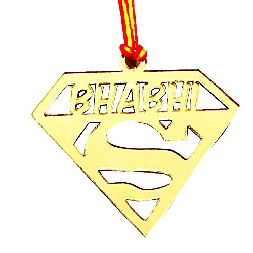 incredible gifts super rakhi (acrylic, gold)
