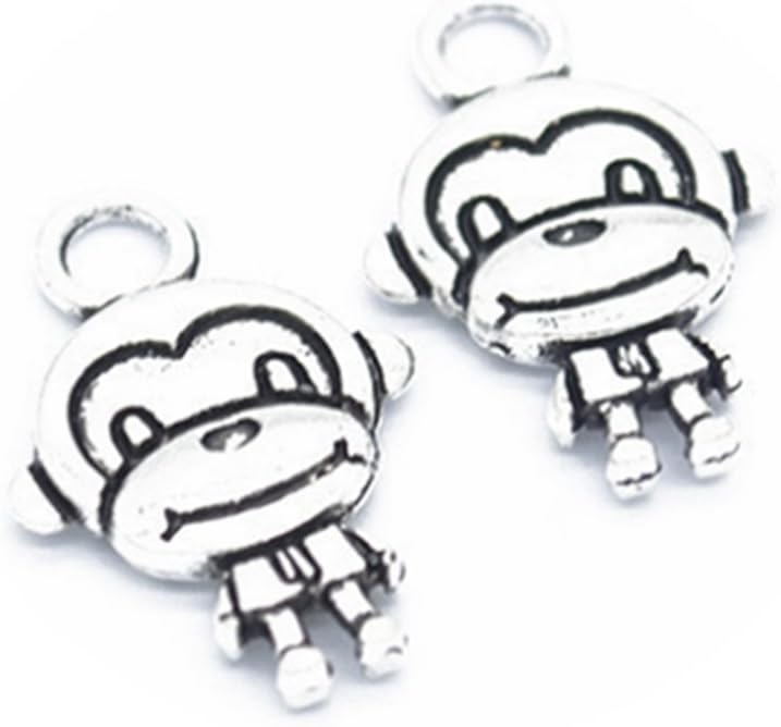 10 PCS Monkey Charms Adorable 2 Sided, antique silver , Bronze ,gold, bright silver