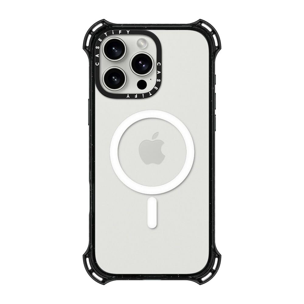 CASETiFY Bounce iPhone 16 Pro Max Case [Shockproof / 21.3ft. 6X Military Grade Drop Protection/Compatible with Magsafe] - Clear Black