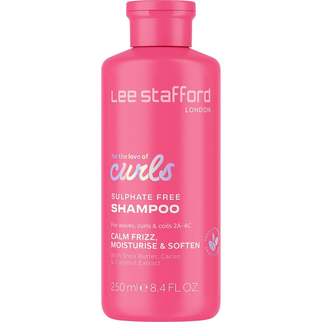 Lee Stafford Wavy, Curly, & Coily Shampoo | For The Love of Curls - Daily Cleanser for 2A to 4C Hair, Anti Frizz, Moisturising, Adds High Gloss Shine to Smooth Defined Curls, Lightweight, 250 ml