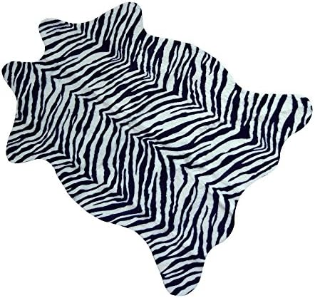 SEJ Cow Print Rug 3.6x2.5 Feet faux Cow hide rug Animal printed carpet for home Polyester top Natural Latex backing (zebra03)