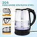 Habor Electric Kettle, 1.7L Glass Electric Kettle 1500W Fast Boiling Heater Cordless Hot Water Pot Drinking Tea Water Boiler with Blue LED Light and Boil Dry Protection