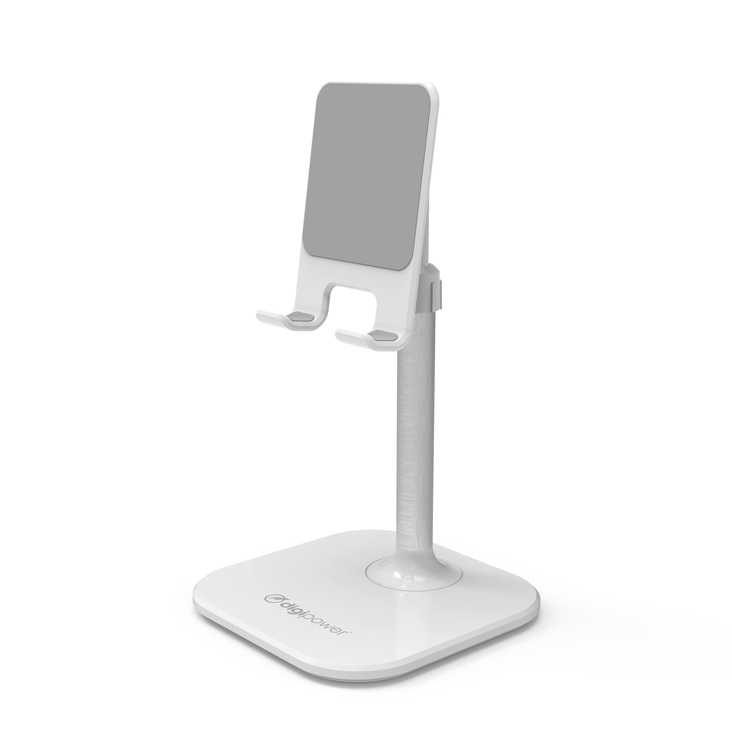 DigiPower Height-adjustable mobile phone stand, tablet stand, tablet and smartphone holder for models with up to 25 cm diagonal, white