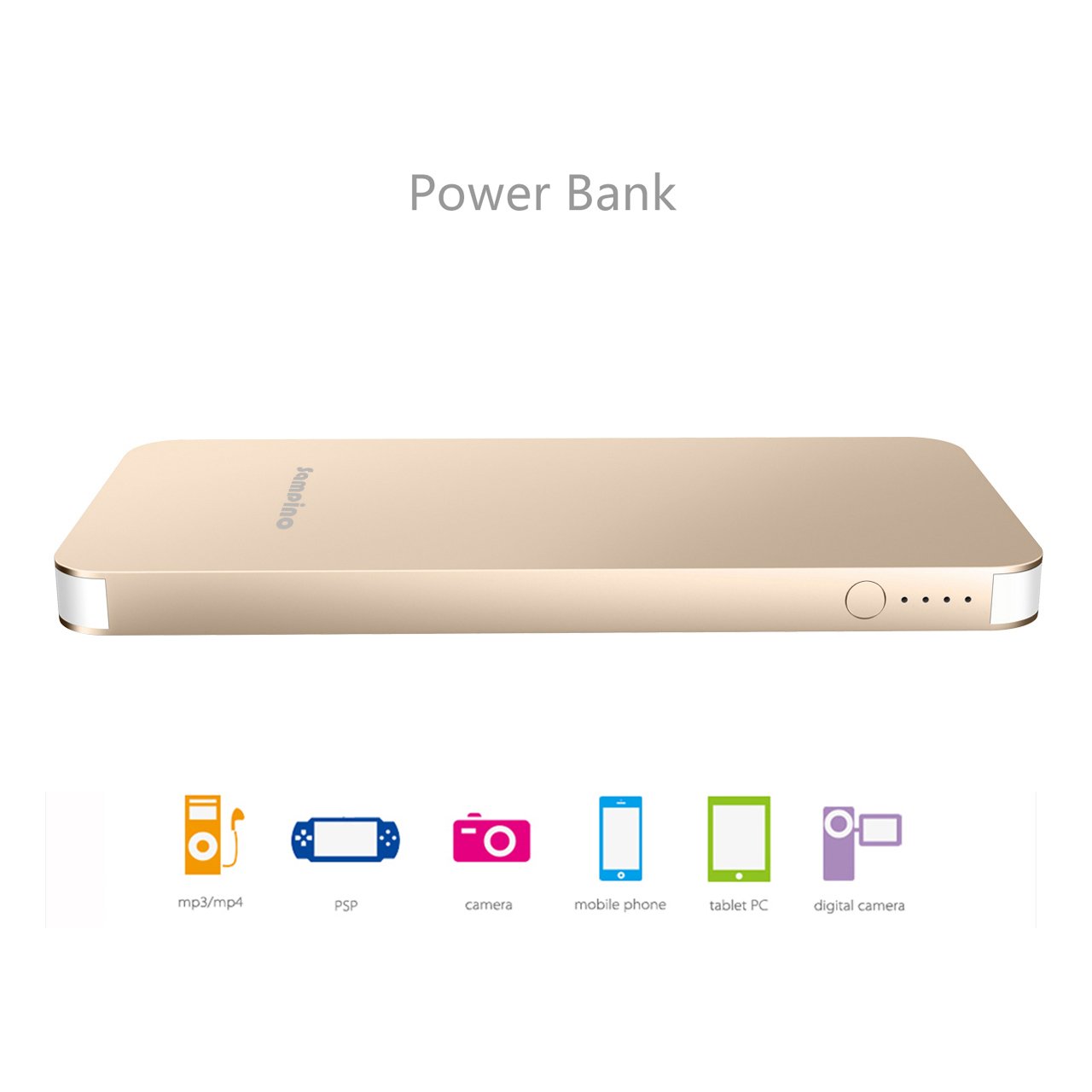 Sampino 6200 mAh Phone Charger Battery for iPhone or Android Pokeman,1.0/2.1A Output External Battery Power Bank Dual USB Ports for iPhone iPad Samsung Blackberry Microsoft HTC Portble DVD (Gold)