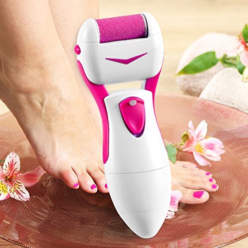 Pedegg power Electric Foot Callus shaver Remover Dry Hard Dead Skin Foot Smoother Pedicure with Diamond Crystals Professional Spa Electronic Micro Pedi Feet Care (red)