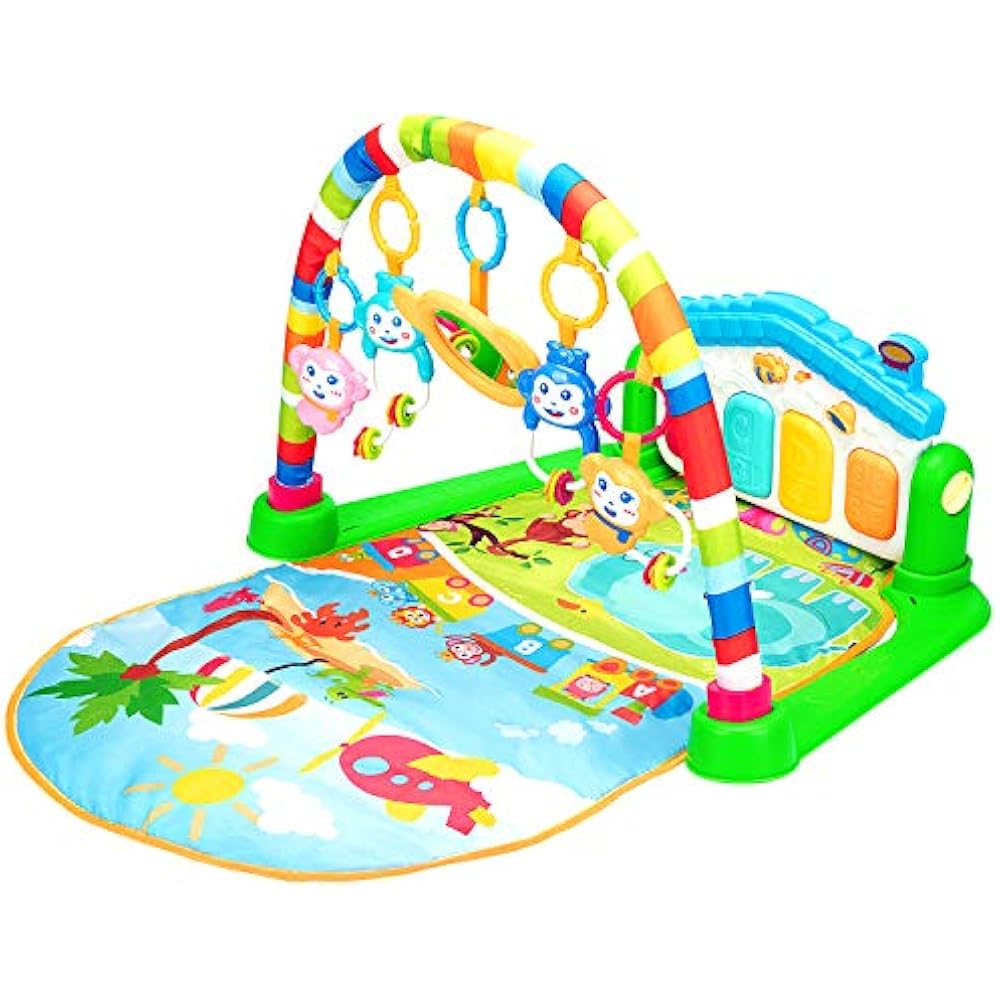 Baby Kick And Gym Play Mat Lay " 3 In 1 Fitness Music Lights Fun Piano