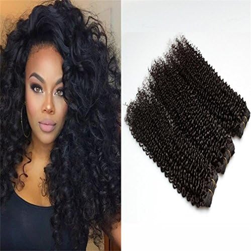 6a Remy Human Hair Extensions Curly Remy Hair Weave Natural Color Kinky Curly Weave Mix Length Hair Bundles (14")