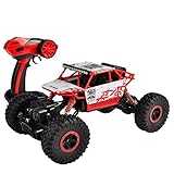 SZJJX RC Rock Off-Road Vehicle 2.4Ghz 4WD High Speed 1:18 Racing Cars RC Cars Remote Radio Control Cars Electric Rock Crawler Electric Buggy Hobby Car Fast Race Crawler Truck-Red