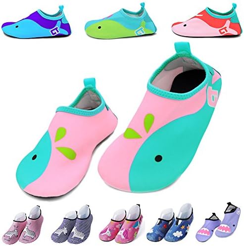 Wxbox Kids Swim Water Shoes Barefoot Aqua Socks Shoes for Beach Pool Surfing Yoga (12.5-13 M US Little Kid, Pink)