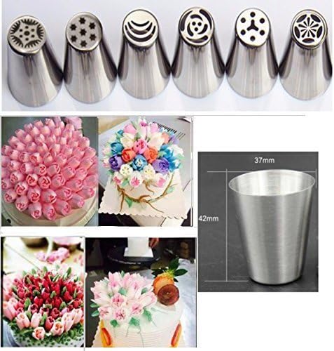 THW Creations Russian Icing Piping Nozzles Cake Decoration Tips Tools - Set of 6 Nozzles