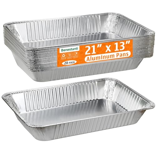 Photo 1 of 20 Pack Aluminum Foil Deep Pans Full Size,21"x13" Large Disposable Aluminum Roasting & Baking Pan, Heavy Duty Chafing Trays for Caterers, Steam Table, Hotels, Restaurants, Buffets & Bakeware