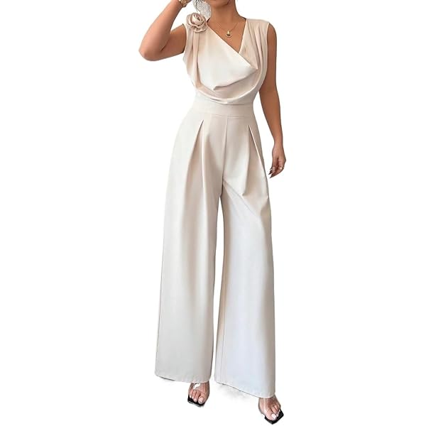 Amazon.com: MSK/ Chaus Womens Side Draped Chiffon Jumpsuit