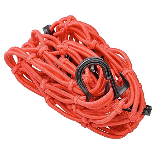 Koval Inc. 15"x15" Motorcycle Bungee Cargo Net 6 Adjustable Hooks (Orange)