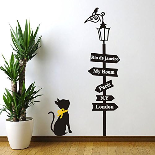 NOYT Wall Sticker Paper Mural Art Decal Home Room Decor Office Wall Mural Wallpaper Art Sticker Decal for Home Bedroom Street Lamp Cat