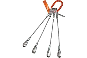 Four Leg Bridle Wire Rope Sling | 2.2 Ton Vertical Rated | Heavy-Duty Thimble-to-Thimble | 1/4" Dia. | 3' Length | EIPS 6x25 IWRC | Hanes Supply (HSI) Heavy Duty Rigging Cable for Lifting and Towing