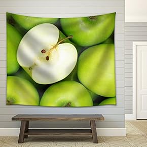 Group of Green Apples Forming a Background - Fabric Wall Tapestry Home Decor - 51x60 inches