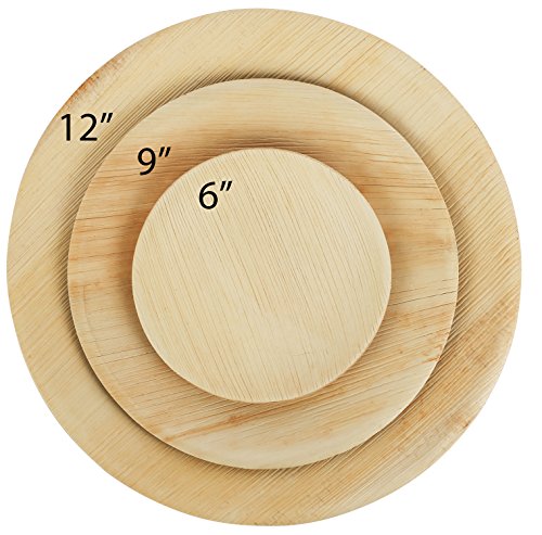 Brheez Palm Leaf Disposable Bamboo Like Round 9 inch Diameter-Natural Color - Elegant Sturdy Plates Biodegradable, Compostable and Chemical Free, Natural Alternative to Plastic and Paper - Pack of 25 - Thumbnail 5