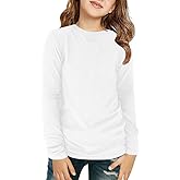 ZDC Girls Long Sleeve T Shirts Kids Crewneck Fall Winter Tops Basic Tees 5-14 Years