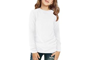 ZDC Girls Long Sleeve T Shirts Kids Crewneck Fall Winter Tops Basic Tees 5-14 Years