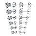 Areke Women's Stainless Steel Round Clear Cubic Zirconia Stud Earrings 6 Pairs Sets for Men