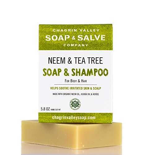 Organic Natural Shampoo & Soap Bar, Neem & Tee Trea 2X Pack, Chagrin Valley Soap & Salve