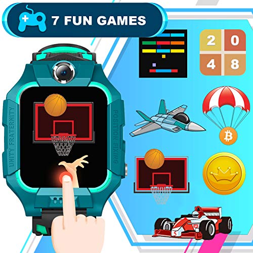 Kids-Smart-Watch-for-Boys-Girls-IP67-Waterproof-Smart-Watch-Phone-with-Music-Player-Video-Calls-Recorder-Camera-Gizmos-Games-Alarm-1224-Hr-Kids-Toddler-Smartwatch-Birthday-Gifts-Green