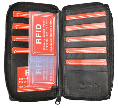 RFID CREDIT CARD HOLDER TALL WALLET ZIPPER NEW 4 COLORS!!!MARSHAL!!! (Black)