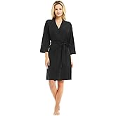U2SKIIN Womens Robes, 100% Cotton Lightweight Robes 3/4 Sleeves Kimono Knit Soft Loungewear Short Bathrobe