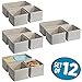 mDesign Fabric Dresser Drawer and Closet Storage Organizer Bin for Bedroom - Holds Lingerie, Bras, Socks, Leggings, Clothes, Purses, Scarves, Spira Collection, Set of 3, 4 Pack, Taupe/Natural Chevron