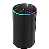 KONCHILE Waterless Essential Oil Diffuser, 7 Colors LED Light, Battery Powered Mini Scent Air Machine, Aromatherapy Mist Diffuser for Home Room Car Office，Black Aluminum Alloy