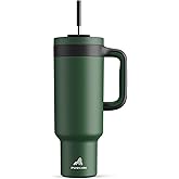 POWCAN 50 oz Tumbler with Handle, 2-in-1 Straw and Sip Lid, Leakproof, Dishwasher Safe, Insulated Stainless Steel Travel Coffee Mug, Keeps Cold for 34 Hours, Fits in Car Cup Holder (Forest)