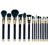 MixBeauty 2017 New 15Pcs Makeup Brush Set Professional Foundation Contour Concealer Blending Cosmetic Brushes Set (Green)