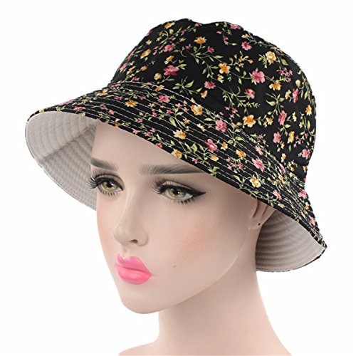 Qhome Womens Fashion Sun Hat Cotton Flower Floral Pattern Bucket Hats