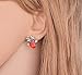 Zhiwen Silver Plated Crystal Antlers Earring Christmas Reindeer Antlers Earing Xmas Crystal Gemstone Earrings (Red)