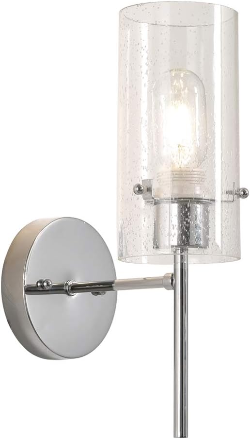 SOTTAE 1-Light Modern Wall Sconce Lighting Fixture Wall Light, Bubble Glass Shape Sconces Wall Mount Light Fixtures,Chrome Wall Sconce Lighting,Metal Wall Sconce for Bedroom,Bathroom,Hallway