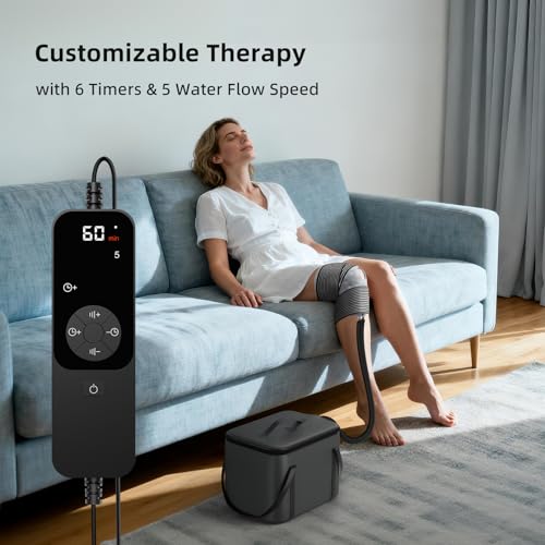 Ice Machine for knee Surgery, Cold Therapy Machine with Programmable Timing, Silent Pump, Comfort Pad for Knee, Easy to Use