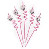 xo, Fetti Disco Cowgirl Pink Reusable Straw Set - 12 pc | Last Disco Bachelorette Decorations, Rodeo Birthday Party Supplies,Space Cowboy Favors
