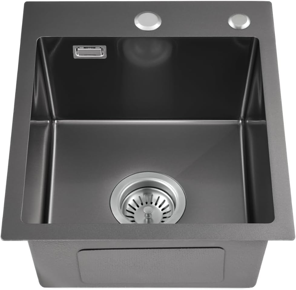 OUGOO 304 Stainless Steel Black Kitchen Sink 45x50cm Single Bowl Darin Kit