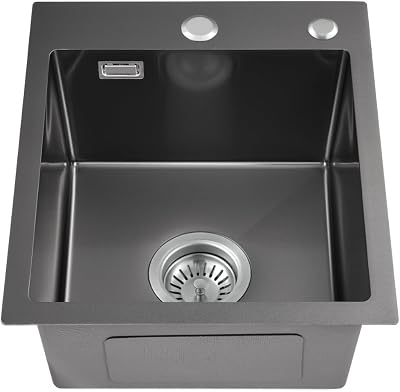 OUGOO 304 Stainless Steel Black Kitchen Sink 45x50cm Single Bowl Darin Kit