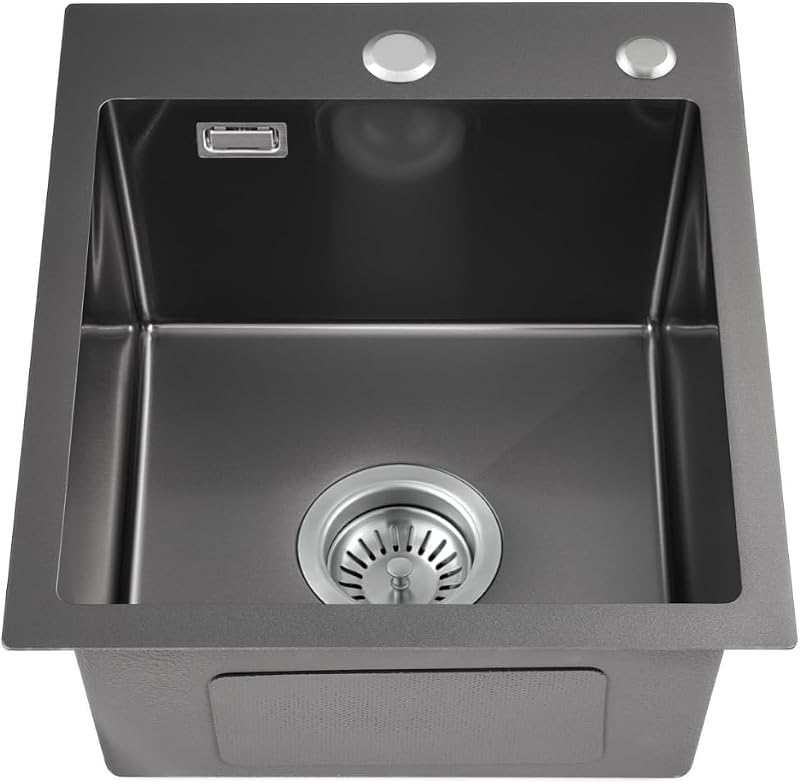 OUGOO 304 Stainless Steel Black Kitchen Sink 45x50cm Single Bowl Darin Kit