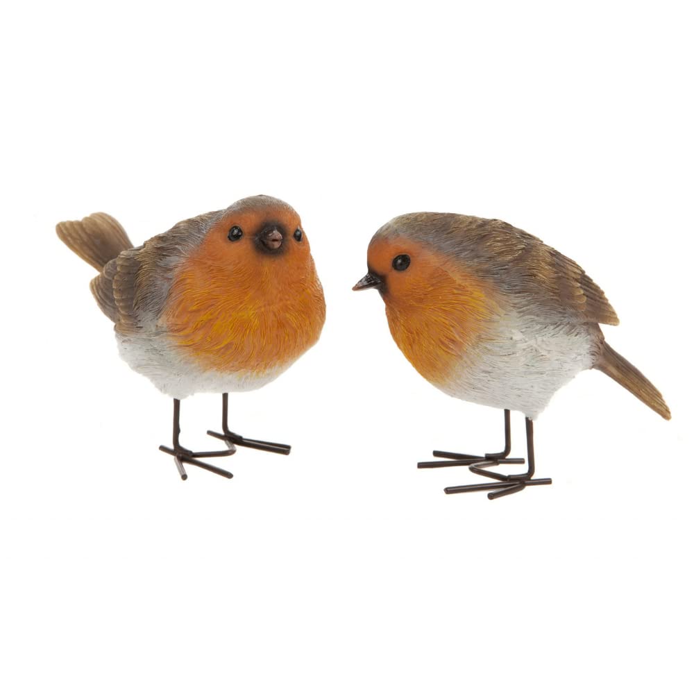 BellaMira Lifestyle Accessories Twin Robin Decorative Indoor Figurine Ourdoor Garden Ornament Tealight Set Polyresin Handmade Sent Boxed (Robins - Pair)