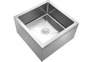 VEVOR Stainless Steel Floor Mop Sink, 24 x 24 x 13 in, 304 Stainless Steel, with 3-in-1 Filter and Wall-Mounted Bracket, X-Sh