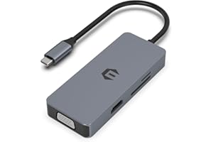 TOTU USB C Hub, 6 in 1 USB C Hub Adapter USB C Hub with 4K HDMI Output, VGA, 2 USB 3.0, SD/TF Card Reader for Type C laptops