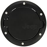 Black Fuel Filler Door,Gas Tank Cap Cover Jeep Logo For 2007-2016 Wrangler 4-Door 2-Door JK Sahara Unlimited Rubicon Satin Black