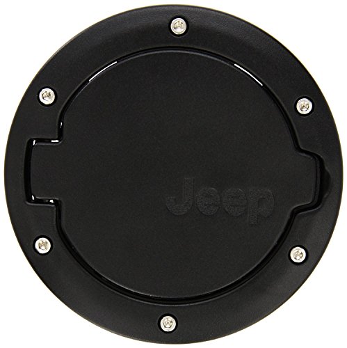 Black Fuel Filler Door,Gas Tank Cap Cover Jeep Logo For 2007-2016 Wrangler 4-Door 2-Door JK Sahara Unlimited Rubicon Satin Black
