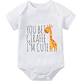 WOOYONGING You Bet Giraffe I'm Cute Baby Clothes Short Sleeve Funny Infant Romper White Newborn Outfits